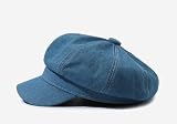 Damska czapka gazeciarza letnia czapka beret 8 paneli vintage czapka taksówkarz - ośmiokątna czapka z daszkiem, damska dżinsowa czapka gazeciarza daszek beret czapka taksówkarz, granatowy, L