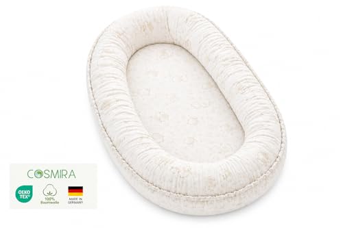 Cosmira Babynest für Neugeborene Babynestchen aus 100% Baumwolle Oeko-TEX Zertifiziert Sicher & geborgen schlafen Waschbares weiches & atmungsaktives Nestchen für Bett Sofa & Reisen