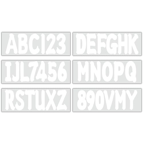 Image of 3 inch Registration Numbers and Letters Marine Sticker Decal | 4 Sets Alpha-Numeric Vinyl Letter for Jet Ski PWC Personal Watercraft White