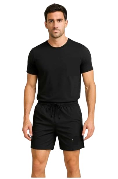 Men’s Tracksuit Co-Ord Set Black Oversized T-Shirt & Shorts with Graphic Print Comfortable Cotton Blend Lounge Set for Men | Stylish Gym Sports Outfit Size S Theam print MAT Graphic-image-31