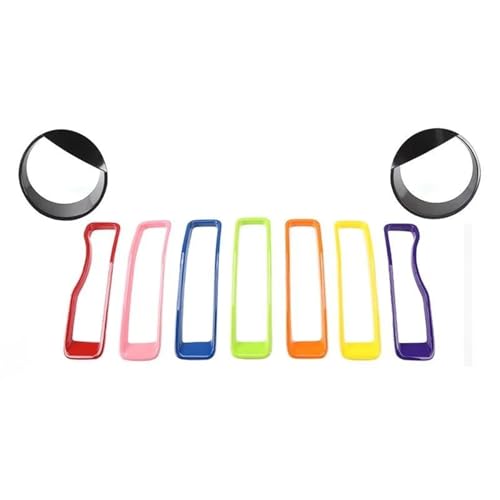 Rejillas frontales de radiador Cubierta Circular Para Faro Delantero De Coche Adornos Rejilla Pegatinas Lámpara Para Jeep Para Wrangler JL JT Para Gladiator 2018 Parrilla frontal(Set 4)