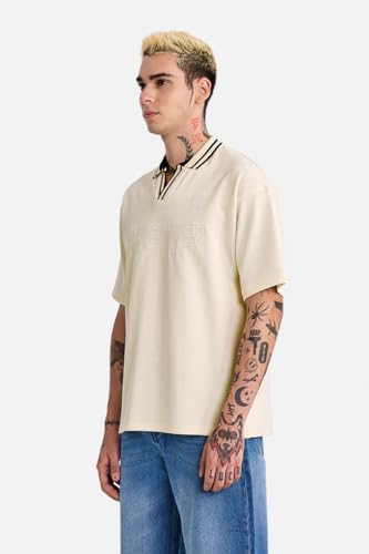 Image of SNITCH Men Polo Plus Size T-Shirt | Knitted Solid Polo with Contrast Tipped Collar & Logo Embroidery | 100% Cotton Breathable Lightweight Smart Casual Wear