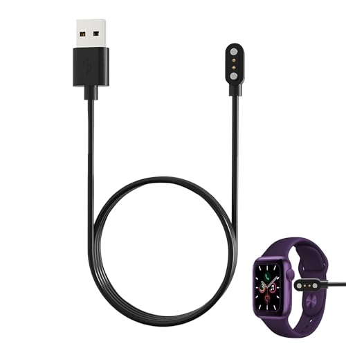 Ebksqs Smartwatch-Ladekabel magnetisch 2-polig 4 mm 60 cm USB schwarz nur kompatibel mit bestimmten 2-poligen magnetischen 4-mm-Schnittstellen