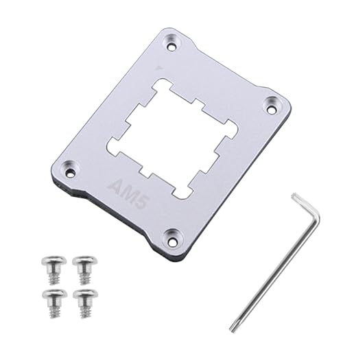 CPU Holder AM5 Anti-Bending Contact Frame with 4Pcs Screws & 1x Screwdriver & 1x Heat Dissipation Corrective Anti-Bending Fixing Frame 2.95x2.2inch (Silver)