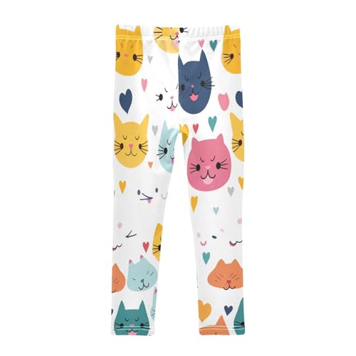 Toddler Girls Leggings Printed Yoga Pants Leggings Blue Pink Yellow Cat for Kids2