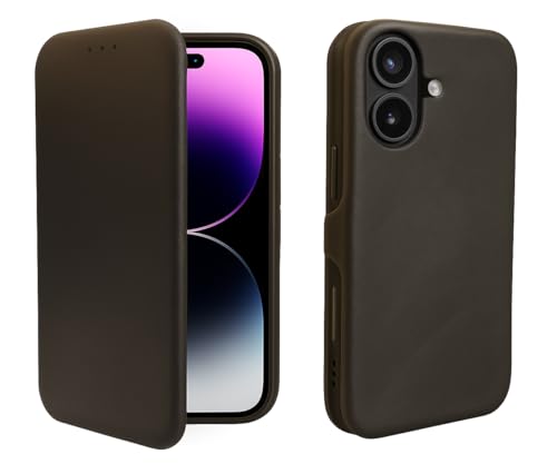 Image of Vegan Leather Flip Wallet Case for iPhone 17 - Premium PU Cover with Card Slot, Magnetic Closure, Kickstand Stand, Durable Slim Design, Privacy Protection, Black