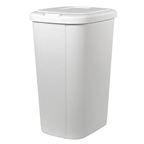 13 Gallon Kitchen Trash Can with Touch Top Lid, White