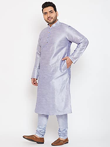 Image of VASTRAMAY Plus Size Men's Silk Blend Kurta Set-New Lavender Blue
