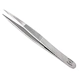 Scientific Labwres High Precision Stainless Steel Lab Tweezers/Forceps with Straight Medium Point with Serrated Grip