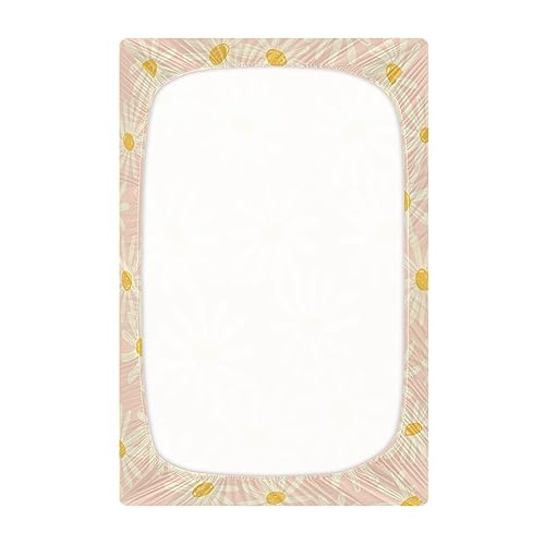 Image of Kigai Fitted Crib Sheet for Boys Girls, Daisy Pattern Jersey Knit Baby Standard and Toddler Bed Mattresses, Cozy Soft Breathable, 28 x 52 in