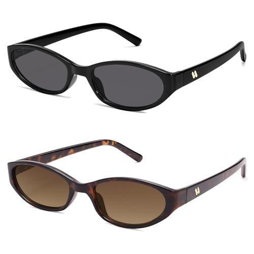 Image of Retro Oval Sunglasses Womens Mens Y2k Trendy Cateye Shades AR82299 | Narrow Round Cute Sunnies,90s 2000s Cool Skinny Frame