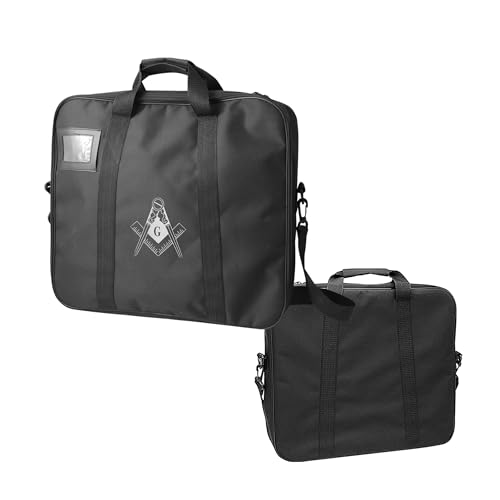 Masonic Soft Apron Case MM/WM & Provincial with Square and Compass G (Printed) - Organizer Bag for Aprons & Regalia (Silver Emblem MM/WM)