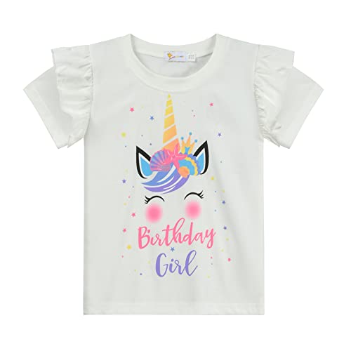 Ropa, Guild Camisetas de cumpleaños para niñas pequeñas, playera de unicornio para niños, 2º 3º, 4º, 5º, 6º, 7º, cumpleaños, manga corta, color rosa,...