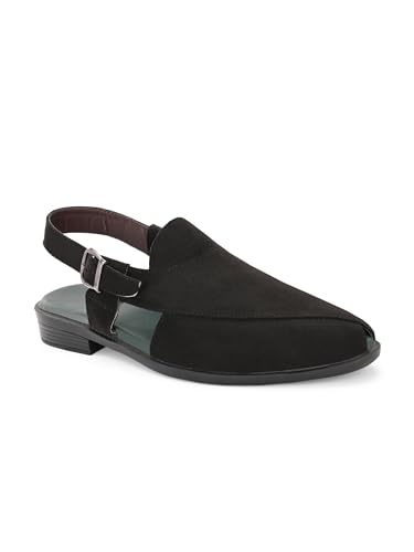 Image of Men Ethnic Peshawari Velvet Sandals | Synthetic Leather Slip-On Footwear for Wedding, Parties | Lightweight Traditional Outdoor Sandals for Men