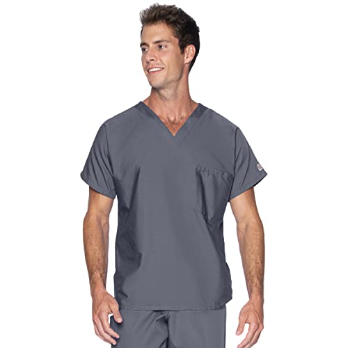 Landau Scrub Zone Unisex Relaxed Fit 1-Pocket V-Neck Scrub Top 71221 Steel Grey