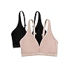 Fruit-of-the-Loom-Womens-Wirefree-Cotton-Bralette-2-Pack Fruit of the Loom Women's Wirefree Cotton Bralette, Black Hue/Sand, 34B