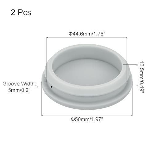 Image of MECCANIXITY 2pcs Silicone Snap in Locking Hole Plugs,44.6mm /1.8 Inch Mounting Diameter Narrow Groove Width 5mm Panel Seal Cover Round for Kitchen Bulkheads Waterproof Sealing Plugs Grey