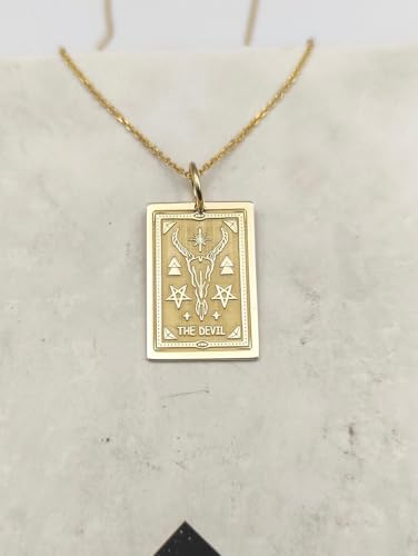 Tarot rectangular para mujer LKBEADS el regalo ideal de plata con colgante de El Diablo de 45 cm 2