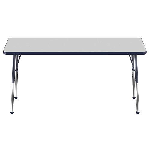 FDP 24" x 60" Rectangle Table with Ball Glide Legs - Gray/Navy, 10012-GYNV