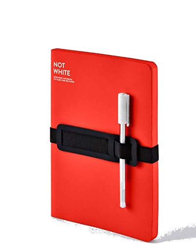 Carnet Nuuna Not White rouge en cuir recyclé 16,5 x 21,6 cm