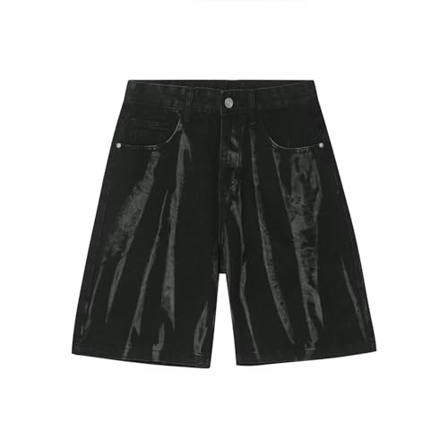 Jeans Herren Hip Hop Denim Shorts Baggy Bermuda Jeans Shorts Denim Jeanshorts Streetentanzz Hosen Teenager Jungen Skateboard Hose Cargoshorts Baggy Jean Shorts Unisex Hipster Streetwear, T negro., XL