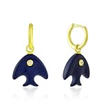 Arvino - Pendientes colgantes de plata de ley 925 con diseño de lapislázuli, chapados en oro de 22 quilates, regalo para mujeres, mamá, esposa, novia