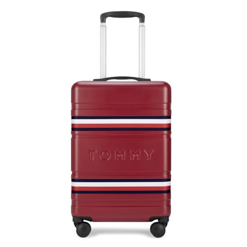 Image of Tommy Hilfiger Plastic Berlin Unisex Hard Luggage - Wine, 57Cm Cabin Bag with 4 Spinner Wheels Trolley, Small