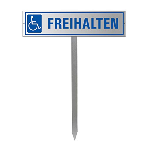 Parkplatzschild mit Einschlagpfosten bzw. Einschlagspieß und Schildhalterung plus Parkplatzschild FREIHALTEN Nr.35438