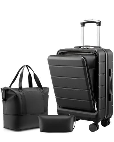 YOETEY Carry On Luggage 22x14x9 Airline Approved, 20' Hardside Suitcase with Front Pocket for...