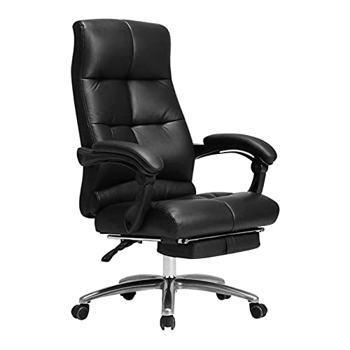 QUSYZD Silla Boss Sillas de Oficina Silla de Oficina ergonómica de Respaldo Alto Silla reclinable de Cuero con reposapiés retráctil Silla de Escritorio de computadora,