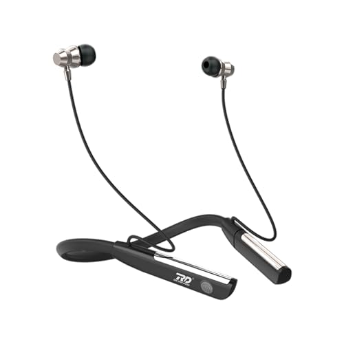 RD M-160 Bluetooth Wireless in Ear Neckband Dual Battery 140 Hours Playtime 1-2 Hours Charging, 13mm Drivers, Type C ASAP Charging, Bluetooth V5.0 Gaming Earphones, ENX Tech, IPX4 Sweat Proof Black