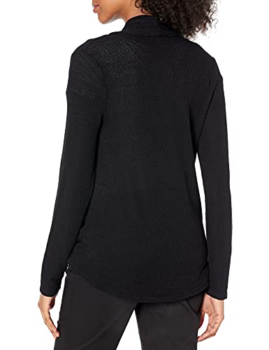 Amazon Essentials Women's Lightweight Long Sleeve Wrap High/Low Knit Top Black X-Large