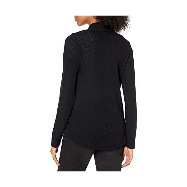 Amazon Essentials Women's Lightweight Long Sleeve Wrap High/Low Knit Top, Black, X-Large