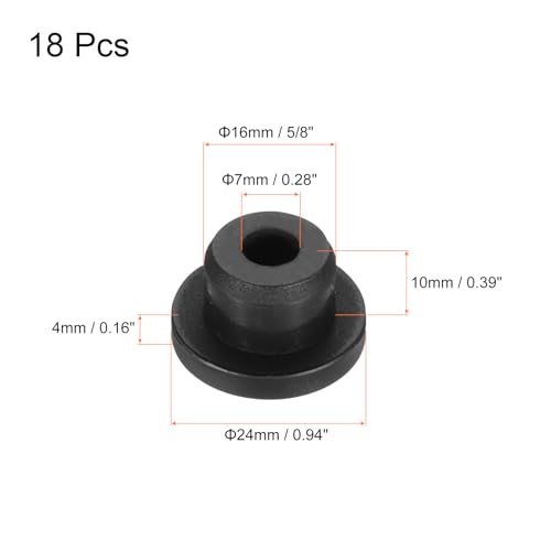 Image of MECCANIXITY 18pcs T-Shaped Silicone Plugs 16mm 5 /8 Inch Dia Snap in Plug Hole Seal Cover Round Rubber Stopper for Kitchen Rubber Bulkheads Waterproof Sealing Plugs Black