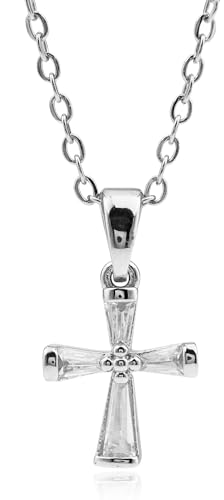 LIHELEI Collana con Croce, Ciondolo con Croce Collana con Diamanti con Croce di Zirconi Bianchi Gioielli per Regalo per Donne e Ragazze - Argento