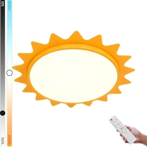 LOGT Lámpara LED Para Techo Infantil Luz de Techo Moderna Regulable con Mando a Distancia Diseño Solar Luces de Techo para Habitación Infantil Iluminación Interior de Techo 3000K-6000K,42cm