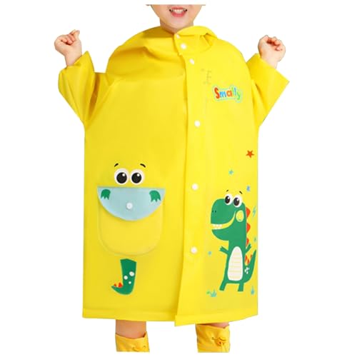 El Mejor Listado de Impermeable Niño de esta semana. 50 Generic Nuevo impermeable para niños y niñas, estudiantes, poncho para bebé, jardín de infantes, cuerpo de dinosaurio, paraguas grande con, Amarillo, 2-4 Años