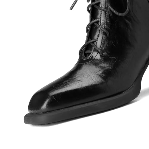 TinaCus Handmade Genuine Leather Selftie Square Toe Block Heel Ankle Boots for Women2