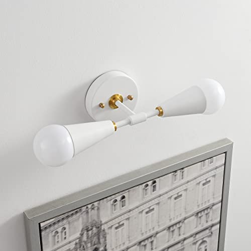 Image of BRIGHTTIA Vicky 2 Light Cone Socket Wall Sconce - Mid Century Modern Fixture for Wall & Ceiling - Minimalist Edison Lamp for Hallway and Bathroom Vanity - White & Gold (BW0027-2WG)