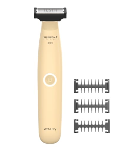 Supreme Trimmer Testii STH120 Men’s Ball Trimmer and Body Groomer, Waterproof Wet Dry Use, Skin-Safe Blade System, USB-C Fast Charging, 90 Min Runtime, Replacement Heads Available