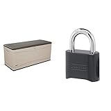 Lifetime 60012 Extra Large Deck Box, 130 Gallon, Desert Sand/Brown & Master Lock Combination Lock, Set Your Own Combination Lock, Indoor and Outdoor Padlock, Weatherproof Code Lock, 178D