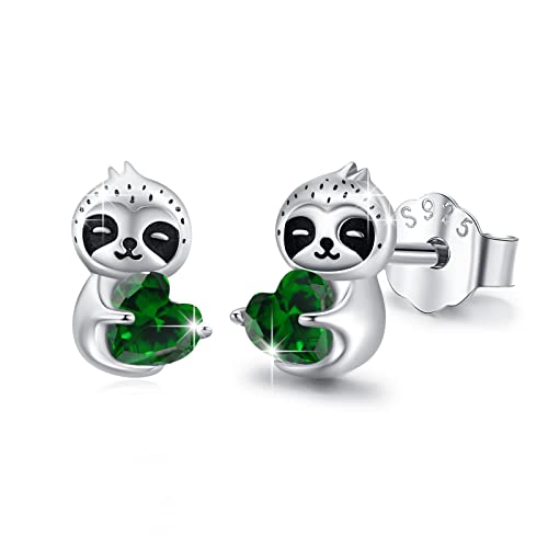 Sloth Earrings for Women - Sterling Silver Sloth Hoop Earrings for Teens Hypoallergenic Cute Animal Earrings for Sensitive Ears Dainty Lightweight Studs Earring for Birthday Christmas