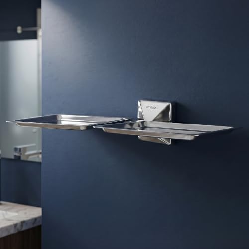 Hindware Stelo Double Soap Stand for Bathroom | Superior Stainless Steel |Slotted Soap Holder for Easy Drip |Mirror Like Chrome Finish | Corrosion Resistant | Dimension(mm):259*128*52 |1-year Warranty