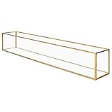 Koyal Wholesale Long Glass Candle Holder Centerpiece Box, Gold 24 x 4 x 4 Inches, Centerpiece Tray...