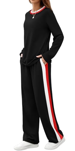 WIHOLL Womens 2 Piece Lounge Sets Fall Outfits Fashion Clothing Clothes | Dressy Casual 2026 Winter Essentials Long Sleeve Tops Tracksuits Workout School Teacher Airport Cruise Travel Black - image 4