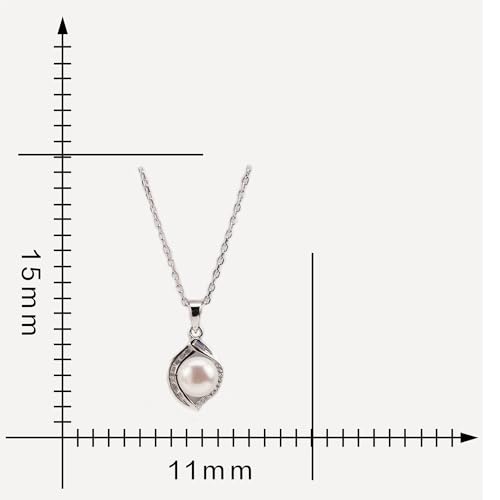 Sterling Silver Pearl Necklace with Freshwater Pearl Pendant