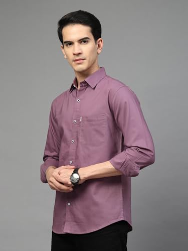 Image of Majestic Man Solid Cotton Casual Shirt - Slim Fit, Full Sleeves, Premium Button Closure