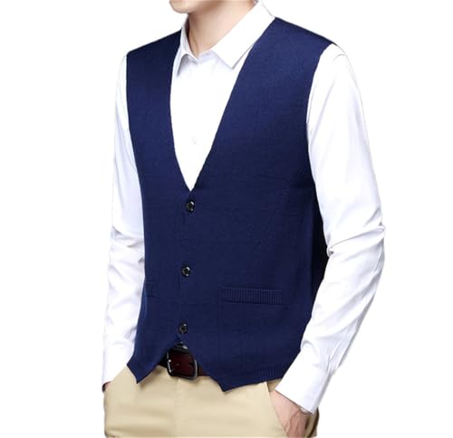 Men's Thick Wool Cardigan Vest Autumn Business Casual V-Neck Suit Knitted Sleeveless Sweater