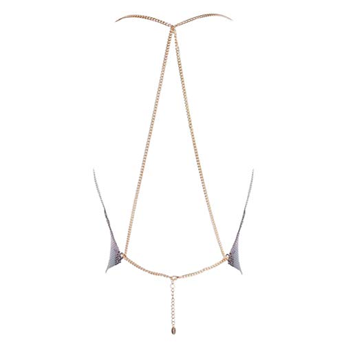 Gold Sexy Tops for Women Sparkly Deep V Neck Crop Tank Tops Cami Body Chain Top