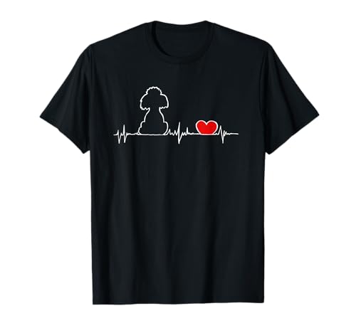 Weißer Pudel / Doodle auf EKG-Linie - Herzfrequenz T-Shirt Weißer Pudel / Doodle auf EKG-Linie - Herzfrequenz T-Shirt